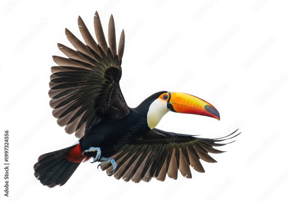 Obraz premium Toucan bird flying with spread wings