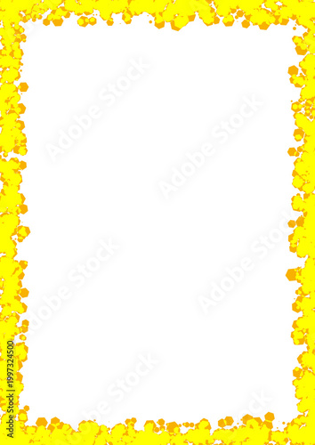Yellow Abstract Hexagon Border Frame A4 PNG, Bright Geometric Confetti Edge Background