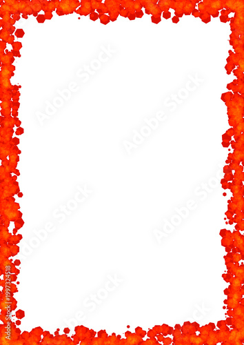 Red Abstract Hexagon Border Frame A4 PNG, Vibrant Geometric Confetti Edge Background