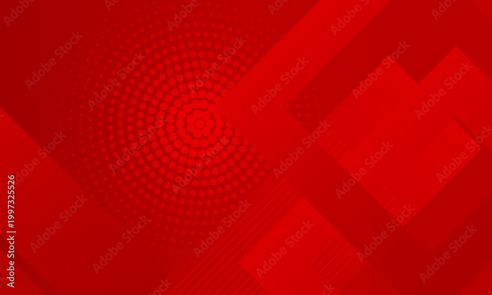 Fototapeta premium Abstract Dynamic Red Geometric Background with Halftone Dots and Stripes. Vector Illustration
