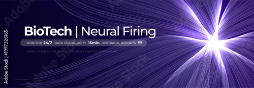 Brain Neurone Firing Effect, Wavy Neurology AI Transformation, Scientific Research Backdrop, Biotech Medtech Innovation Concept. Science Technology Abstract Background. Vector Illustration