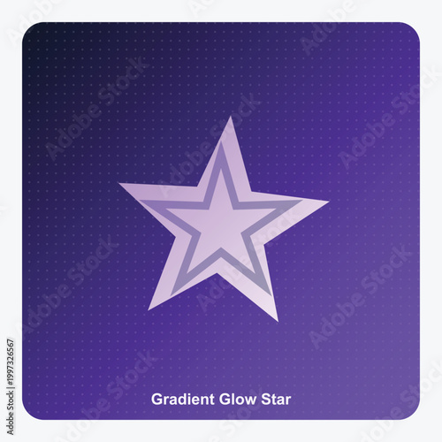 Purple Gradient Glow Star Icon with Concentric Layered Design on Textured Background, Modern Geometric Vector Illustration for Gaming UI and Award Symbols