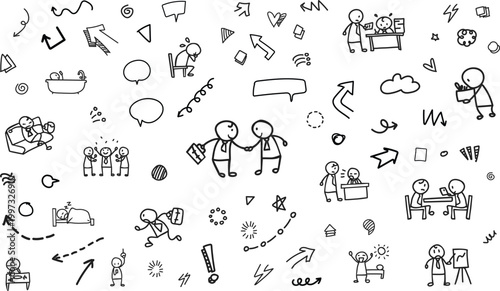 Minimal Business Life Cute Doodle Icon Vector Background