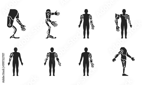 Set of Human Prosthetic and Bionic Limbs Vector Icons