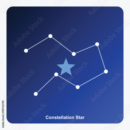 Blue Constellation Star Icon Vector Graphic: Abstract Celestial Galaxy Map, Night Sky Astronomy Symbol, and Stellar Navigation App Sign on Gradient Background