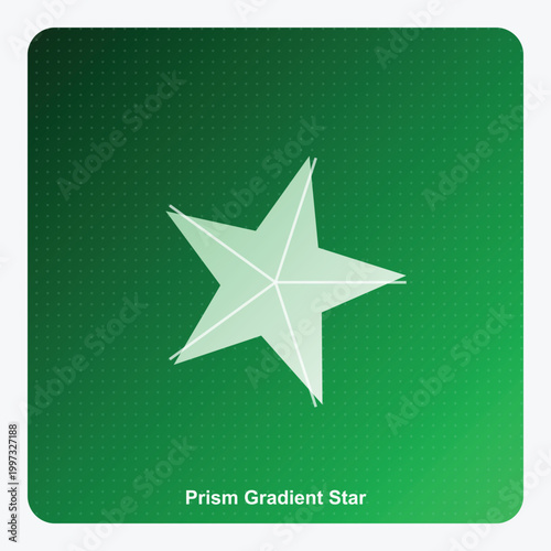 Abstract Green Prism Gradient Star on Textured Background, Modern Geometric 5-Point Star Icon for Creative Graphic Design and Minimalist Web Elements