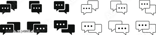 Set of chat and talk icon. Service and assistance signs. Speech bubble and messaging symbols. Online conversation and talk sign. Modern web policy signs
