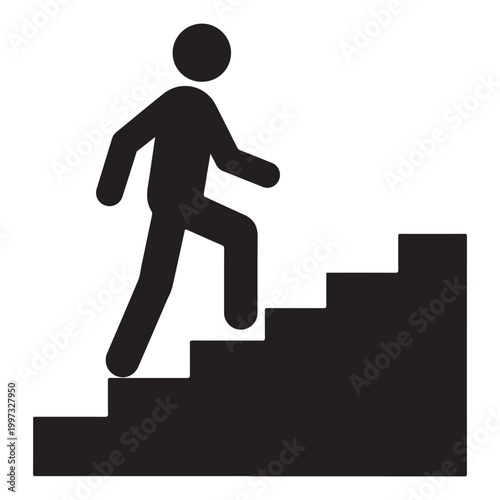 Walking up the stairs or staircase icon vector silhouette