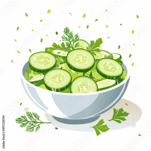 Gurken-Dill-Salat frisch und minimalistisch angerichtet