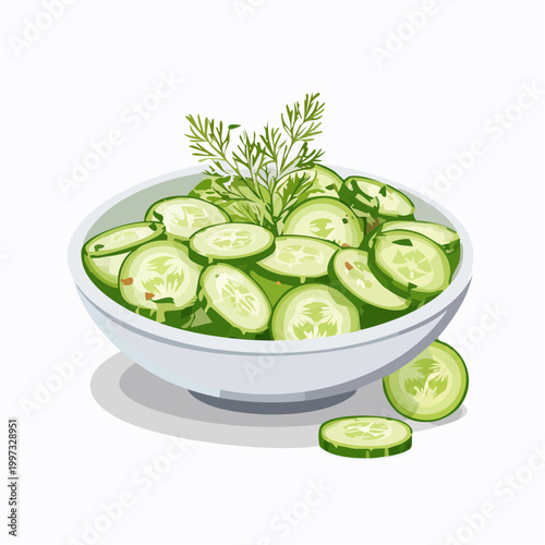 Gurken-Dill-Salat frisch und minimalistisch angerichtet