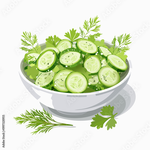 Gurken-Dill-Salat frisch und minimalistisch angerichtet