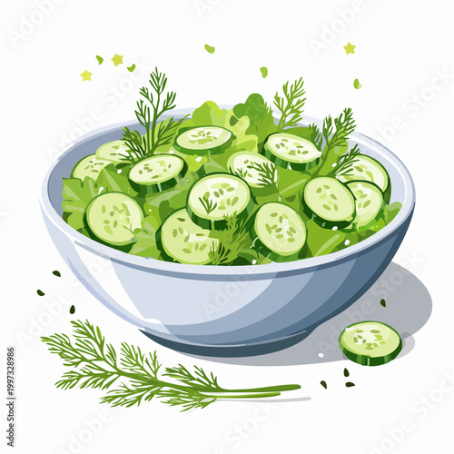 Gurken-Dill-Salat frisch und minimalistisch angerichtet