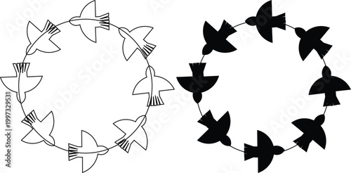 Abstract vector background with origami paper birds in a clean decorative design