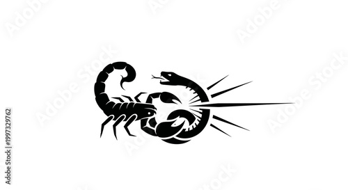 Scorpion Versus Snake Silhouette Icon - Fight, Danger, Nature Concept