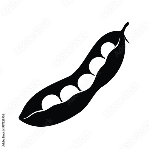 Silhouette of vanilla bean pod with seeds detailed vector illustration design, bean seed silhouette vector illustration