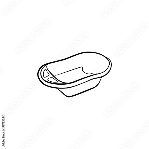 Baby Bathtub Line Art Illustration