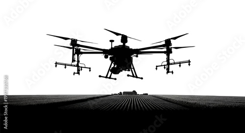 Drone flying in the air.