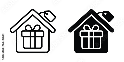 House gift icons, house gift symbols, gift house icons, real estate gift symbols