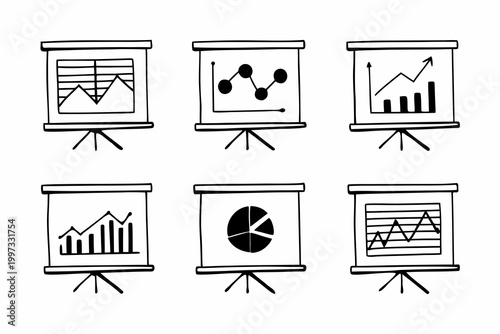 Infographic charts and graphs, presentation slides, business data visualization, vector icons