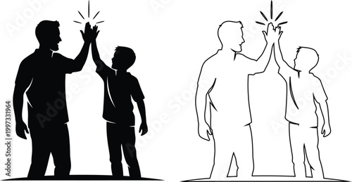 People giving high five with different body styles illustration