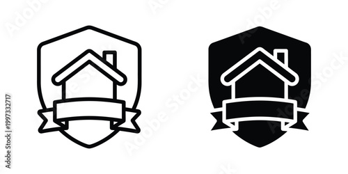 Real Estate Logos, House Shield Icons, Property Label Set