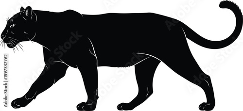 Silhouette of a Walking Lioness for Wildlife and Animal Concepts