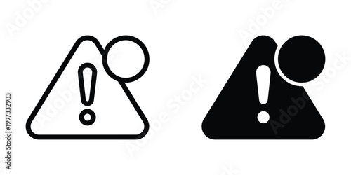 Warning icons, alert symbols, exclamation marks, danger signs, vector graphics