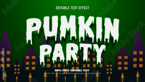 pumkin party editable text effect 3d vector premium