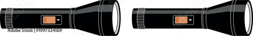 Flashlight Icon Set with Power Switch for Emergency, Outdoor, and Survival Design Projects