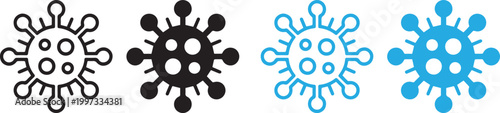 Virus icon collection in outline solid and blue styles coronavirus bacteria microbe symbols medical infection pandemic health vector illustration isolated modern clean design