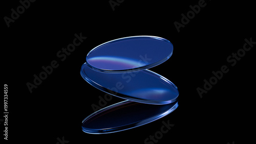 Abstract Glass in Blue-Purple. Futuristic Digital Art Background with Flowing Light Effects, 3D Render 