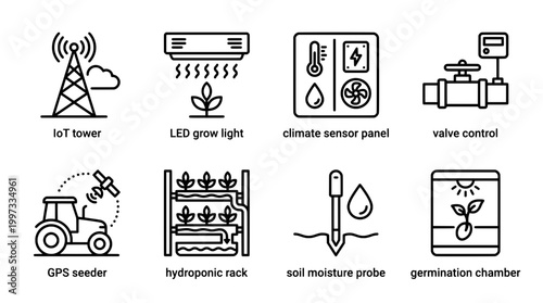 Modern agriculture and smart farming technology concept illustration