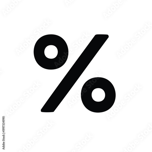 Percentage Symbol Black and White Graphic Icon for Business and Finance