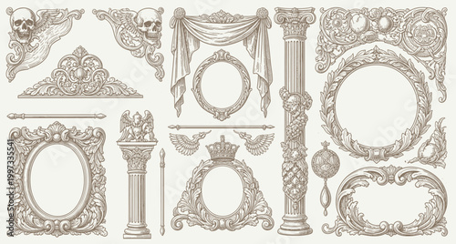 Konstfotografi Ornate vintage frames and decorative elements collection