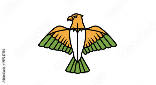 Stylized Eagle Emblem Gold and Green Colors