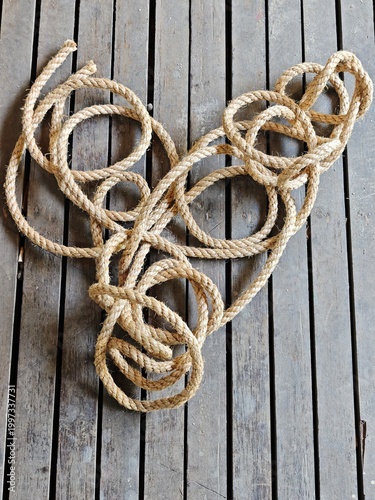 rope on wooden background