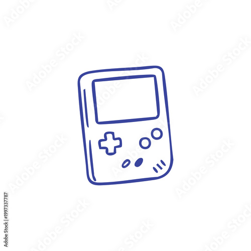 Hand drawn doodle of a classic retro portable video game console.