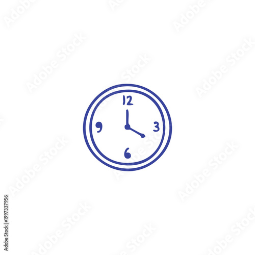 Hand drawn doodle style wall clock icon.