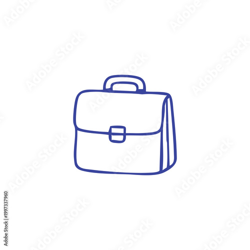 Hand drawn doodle of a business briefcase icon.