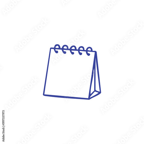 Minimalist outline icon of a desk calendar with wire binding.