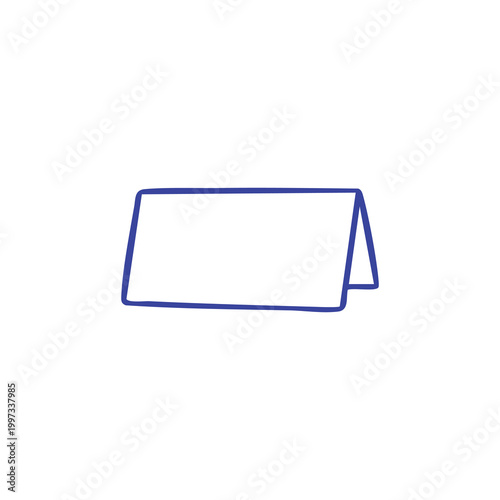 Minimalist hand drawn table tent card icon outline.
