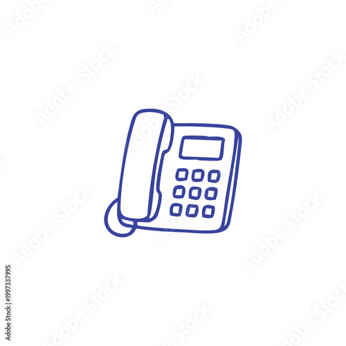 Hand drawn doodle of a landline telephone icon.