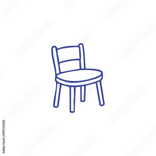 Minimalist hand drawn line art illustration of a wooden chair.