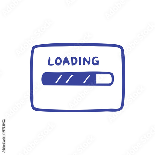 Hand drawn loading progress bar icon isolated on white background.