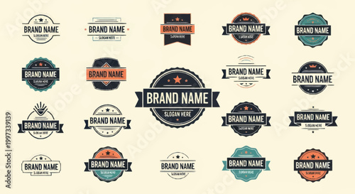 Collection of Vintage Brand Name Logos and Labels.