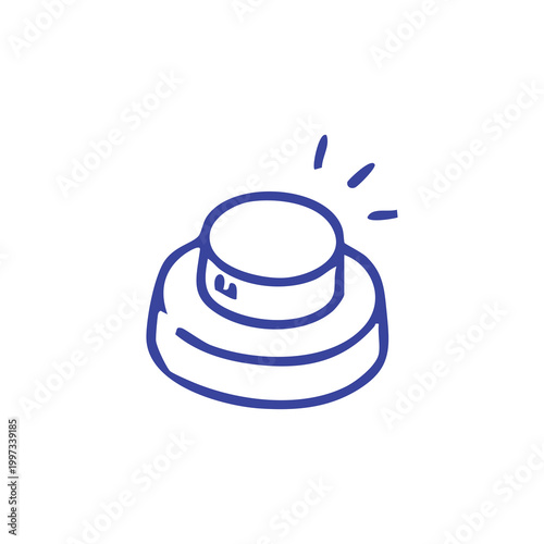 Simple doodle illustration of a round push button icon.