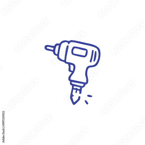 Hand drawn doodle of a power drill icon.