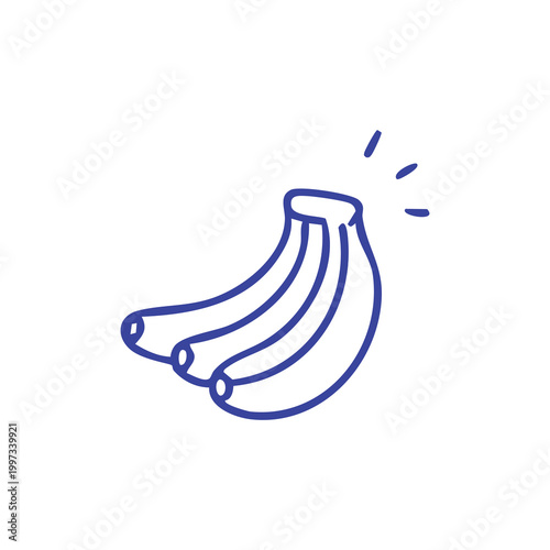 Minimalist outline drawing of a bunch of bananas.