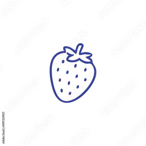 Minimalist hand drawn strawberry line art icon.