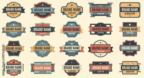 Collection of Vintage Brand Name Label Designs.